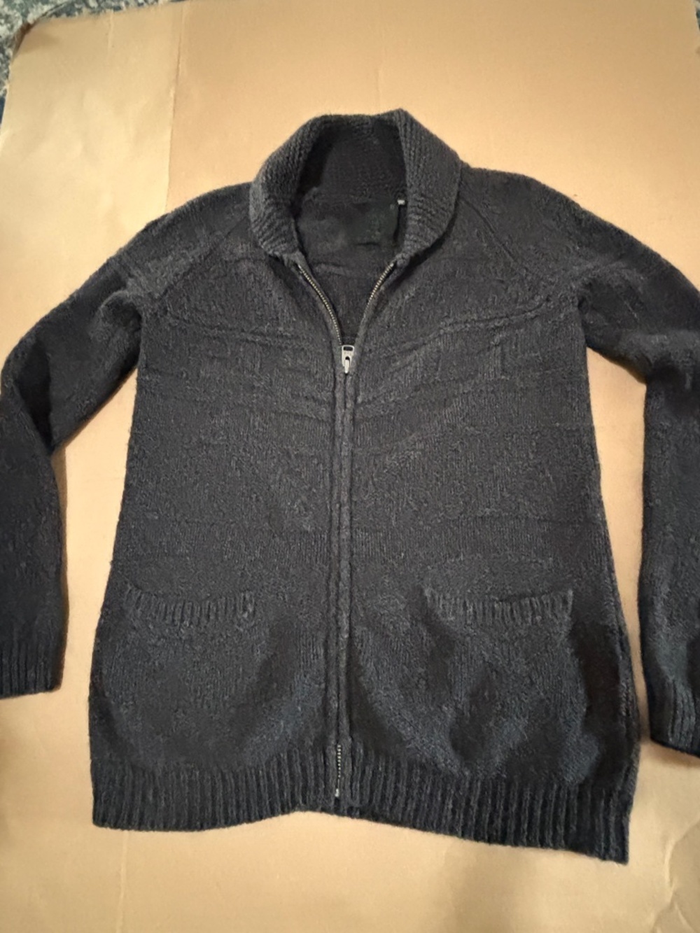 TNA Aritzia 100% Lambswool Full Zip Cardigan Sweater Charcoal Grey XS